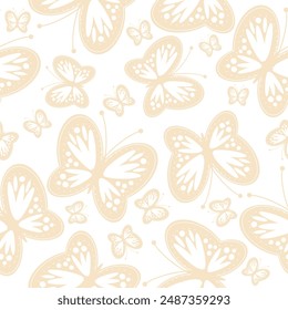 Seamless vector illustration print pattern background wallpaper with butterflies summer spring for textile, paper, pack etc 