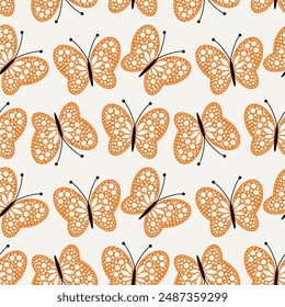 Seamless vector illustration print pattern background wallpaper with butterflies summer spring for textile, paper, pack etc 