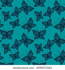 Seamless vector illustration print pattern background wallpaper with butterflies summer spring for textile, paper, pack etc 