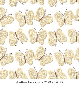 Seamless vector illustration print pattern background wallpaper with butterflies summer spring for textile, paper, pack etc 