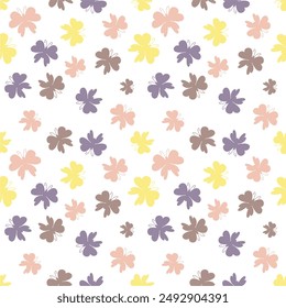 Seamless vector illustration print pattern background wallpaper with butterflies summer spring for textile, paper, pack etc 