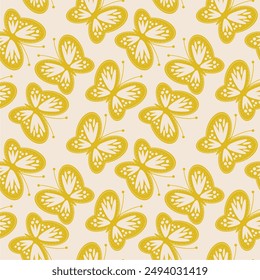 Seamless vector illustration print pattern background wallpaper with butterflies summer spring for textile, paper, pack etc 