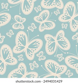 Seamless vector illustration print pattern background wallpaper with butterflies summer spring for textile, paper, pack etc 