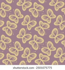 Seamless vector illustration print pattern background wallpaper with butterflies summer spring for textile, paper, pack etc 