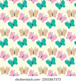 Seamless vector illustration print pattern background wallpaper with butterflies summer spring for textile, paper, pack etc 