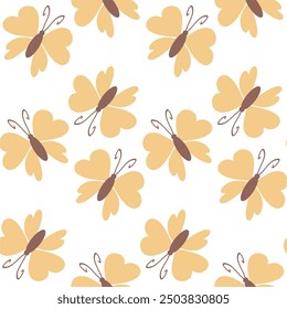 Seamless vector illustration print pattern background wallpaper with butterflies summer spring for textile, paper, pack etc 