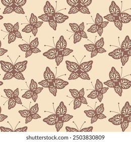 Seamless vector illustration print pattern background wallpaper with butterflies summer spring for textile, paper, pack etc 