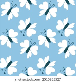 Seamless vector illustration print pattern background wallpaper with butterflies summer spring for textile, paper, pack etc 