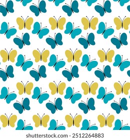 Seamless vector illustration print pattern background wallpaper with butterflies summer spring for textile, paper, pack etc 