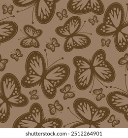 Seamless vector illustration print pattern background wallpaper with butterflies summer spring for textile, paper, pack etc 