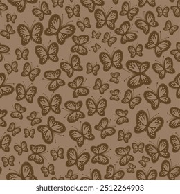 Seamless vector illustration print pattern background wallpaper with butterflies summer spring for textile, paper, pack etc 
