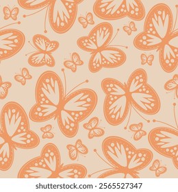 Seamless vector illustration print pattern background wallpaper with butterflies summer spring for textile, paper, pack etc	

