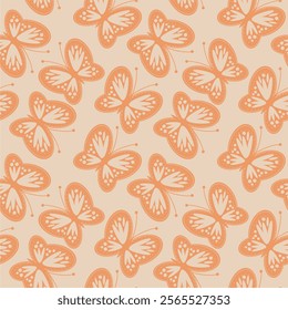Seamless vector illustration print pattern background wallpaper with butterflies summer spring for textile, paper, pack etc	
