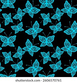 Seamless vector illustration print pattern background wallpaper with butterflies summer spring for textile, paper, pack etc	
