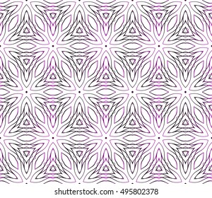 Seamless vector illustration in purple gradient with the image of abstract flowers.
