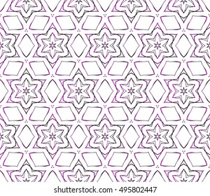 Seamless vector illustration in purple gradient with the image of abstract flowers.