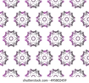 Seamless vector illustration in purple gradient with the image of abstract flowers.