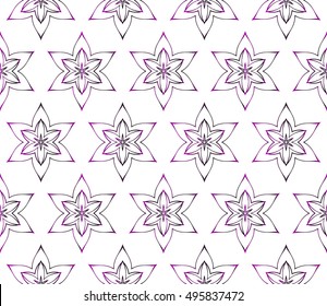 Seamless vector illustration in purple gradient with the image of abstract flowers.