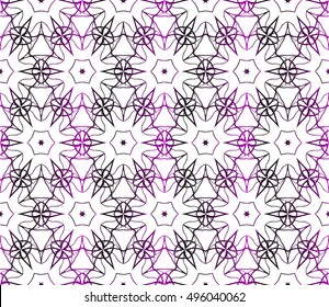 Seamless vector illustration in purple gradient with the image of abstract flowers.