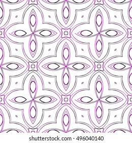 Seamless vector illustration in purple gradient with the image of abstract flowers.