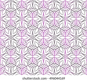 Seamless vector illustration in purple gradient with the image of abstract flowers.