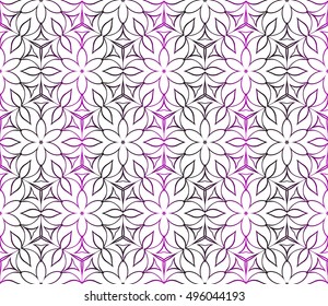 Seamless vector illustration in purple gradient with the image of abstract flowers.