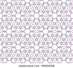 Seamless vector illustration in purple gradient with the image of abstract flowers.