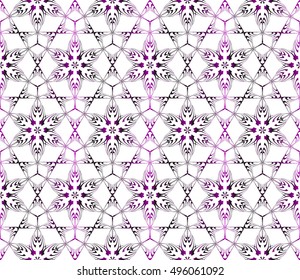 Seamless vector illustration in purple gradient with the image of abstract flowers.
