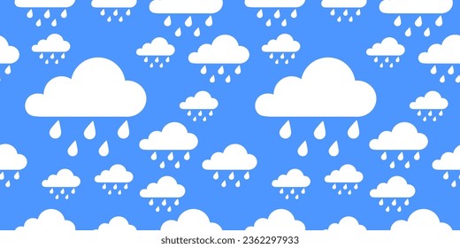 Seamless vector illustration with rain on Blue background