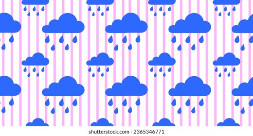Ilustración vectorial sin foco con lluvia sobre fondo azul rosado.