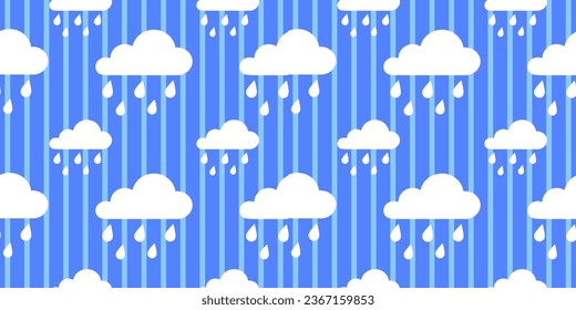 Seamless vector illustration with rain on Blue background