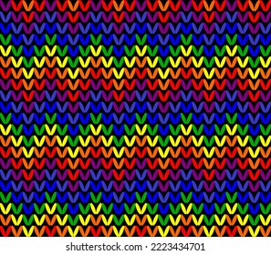 Seamless vector illustration of rainbow color zigzag knit gingham pattern.