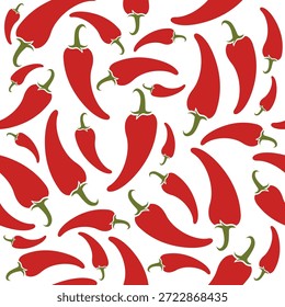 Seamless vector illustration red chili peppers on a white background