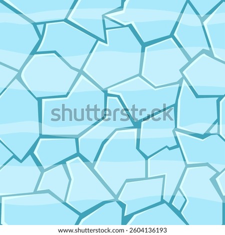 Seamless vector illustration representing a cracked ice surface, forming a repeating pattern ideal for video game level design or as a decorative background