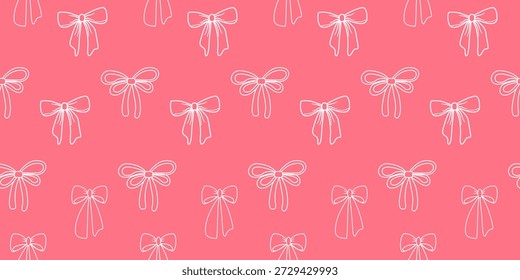 Nahtlose Vektorgrafik eines romantischen rosa Farbbandmusters, Vintage-Frühlingsstil, perfekt für Baby-Tapeten-Dekoration, süßes Stoffmuster.