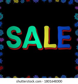 Seamless. Vector illustration. Sale promotion sign, Online shopping discount, Entrepreneur and e-business commerce, Dressmaker and fashion business. Picture in green, black and blue colors.