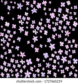 Seamless vector illustration with small colorful flowers. Ditsy print. Elegant template for fashion prints. Delicate floral pattern on a black background. More flowers patterns in my collections. 