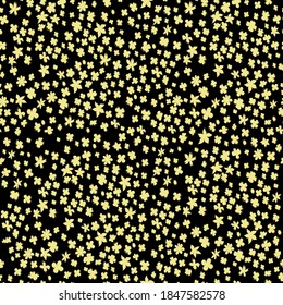 Seamless vector illustration with small yellow flowers. Ditsy print. Elegant template for fashion prints. Delicate floral pattern.