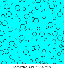 Seamless vector illustration of soap bubbles or soda bubbles on a blue  background