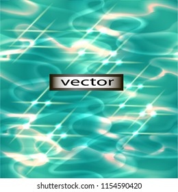 Seamless Vector illustration of sun glare of light waves in the green water.