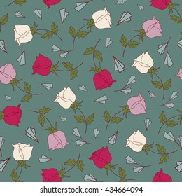 Seamless vector illustration with tender bright roses