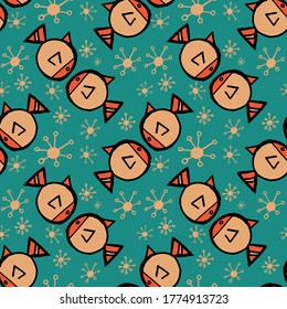 Seamless vector illustration of tribal style Motif art fish on pastel tone background for making many kinds of printing or textile graphic related Aboriginal, Maya, Inca, African trendy style