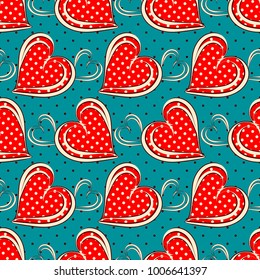 Seamless vector illustration of Valentine's Day with holiday symbol. Decorative heart