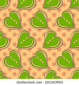 Seamless vector illustration of Valentine's Day with holiday symbol. Decorative heart on  floral background