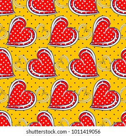 Seamless vector illustration of Valentine's Day with holiday symbol. Decorative heart.