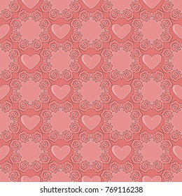 Seamless vector illustration of Valentine's Day background. Decorative pattern, heart