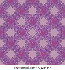 Seamless vector illustration of Valentine's Day background. Decorative pattern, heart