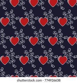 Seamless vector illustration of Valentine's Day background. Decorative heart