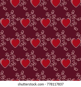 Seamless vector illustration of Valentine's Day background. Decorative heart