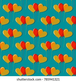 Seamless vector illustration of Valentine's Day with holiday symbols. Balls heart